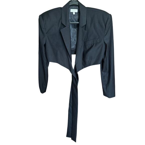 Ronny Kobo Zuna Jacket Cropped Blazer Wrap Tie Long Sleeve Black Size Small - Picture 5 of 13